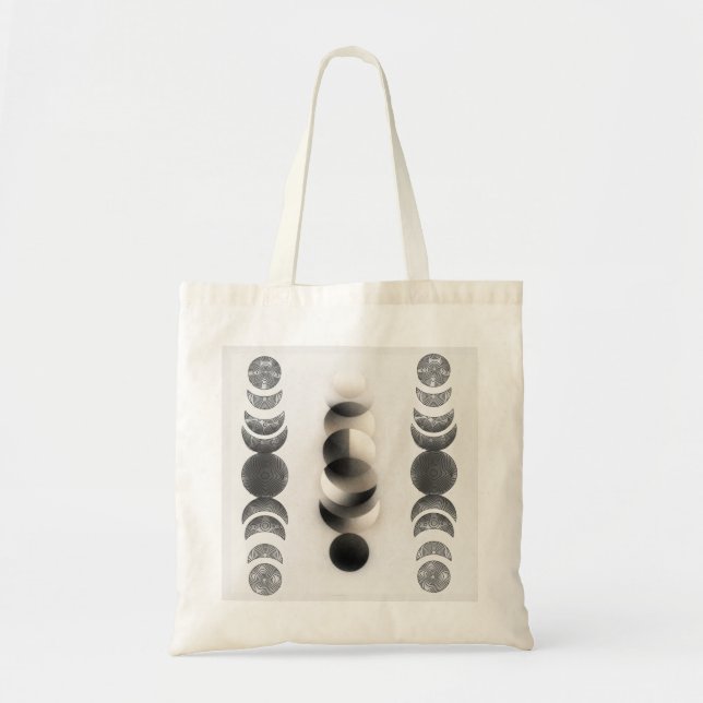 Bolsa Tote Celestial Moon Phases Triptych Poster | Abstract  (Frente)