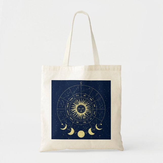 Bolsa Tote Celestial Sun Moon Fases Zodiac (Frente)