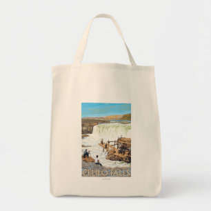 Bolsa Tote Celilo cai poster das viagens vintage da pesca