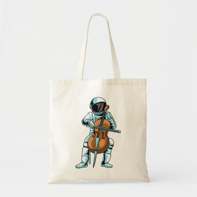 Bolsa Tote Cello Musical - Orquestra Astronauta Clássica Mus (Frente)