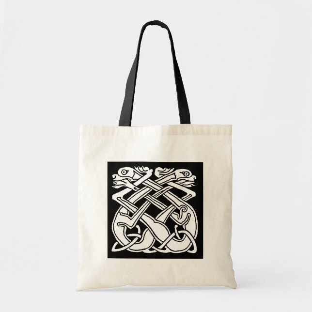 Bolsa Tote Celtic square white pattern - black and (Frente)