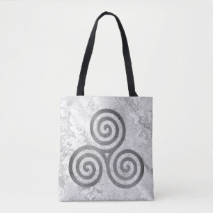 Bolsa Tote Céltico Triskele, prata antiga + seu apoio e idei
