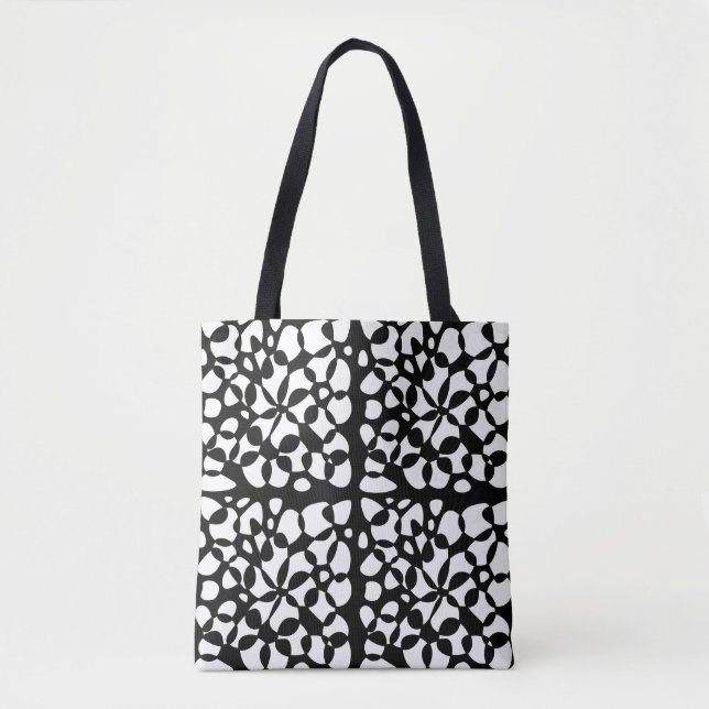 Bolsa Tote Células Abstração Preto Branco (Frente)