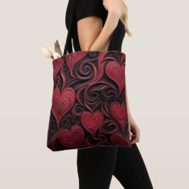 BOLSA TOTE CÉLULAS DE CORAÇÃO DE NAMORADOS VERMELHO ESCURO