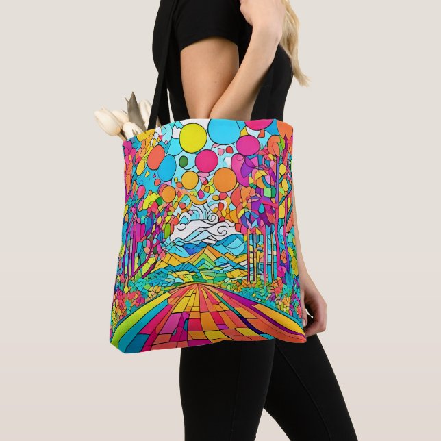 Bolsa Tote Cena Colorida do Parque dos Cartoons (Close Up)