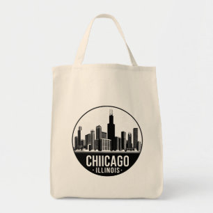 Bolsa Tote Cena da Cidade de Chicago Illinois Vintage Viagem
