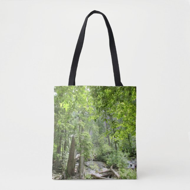 Bolsa Tote Cena da Floresta Verde Mágica. (Frente)