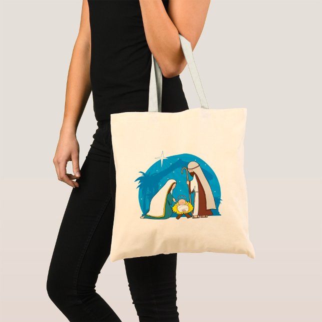 Bolsa Tote Cena da Natividade com Mary Joseph e Baby Jesus (Criador carregado)