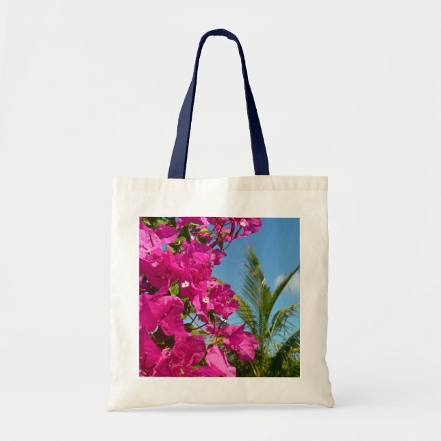 Bolsa Tote Cena da Natureza Tropical de Bougainvillea e Palm  (Frente)