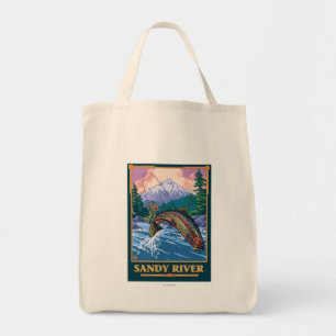 Bolsa Tote Cena da pesca com mosca - rio de Sandy, Oregon