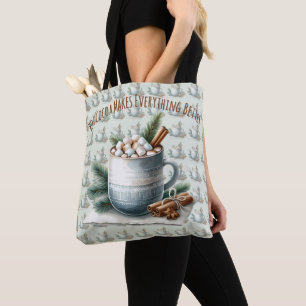 Bolsa Tote Cena de Marshmallow de Cacau de Inverno Aconchegan
