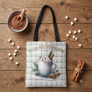 Bolsa Tote Cena de Marshmallow de Cacau de Inverno Aconchegan