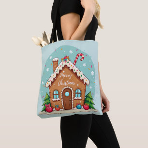 Bolsa Tote Cena de Natal da Casa de Biscoito de Gengibre Capr