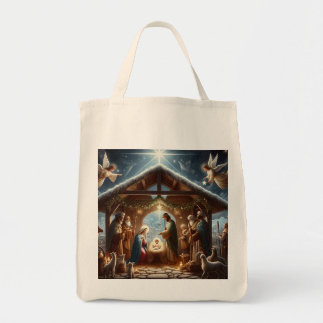 Bolsa Tote Cena de Natividade Tradicional (Frente)