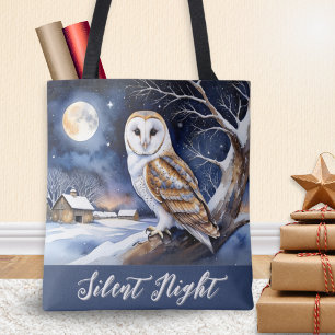 Bolsa Tote Cena de neve de inverno Coruja-barniz
