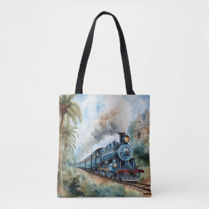 Bolsa Tote Cena de paisagem com um trem vitoriano