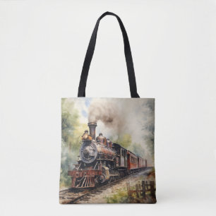 Bolsa Tote Cena de paisagem com um trem vitoriano