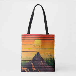 BOLSA TOTE CENA DE PÔR DO SOL VINTAGE DA NATUREZA DA MONTANHA