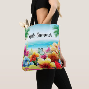 Bolsa Tote Cena de Praia de Verão Divertida