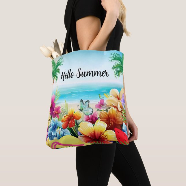 Bolsa Tote Cena de Praia de Verão Divertida (Close Up)