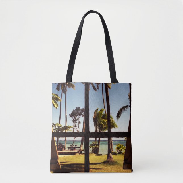 Bolsa Tote Cena de praia tropical de Fiji (Frente)