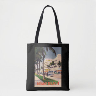 Bolsa Tote Cena de rua vintage de Miami Beach dos anos 1940
