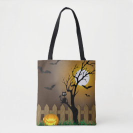 Bolsa Tote Cena do Jardim do Assustador do Halloween