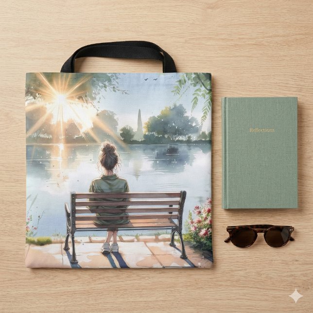 Bolsa Tote Cena do Lago Reflexos do Pôr do Sol (Sunset Reflections Lake Scene Tote Bag)