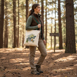 Bolsa Tote Cena florestal em aquarela