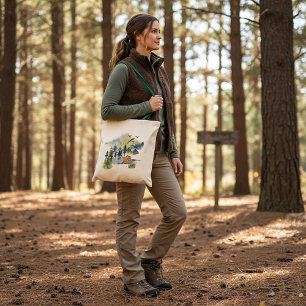 Bolsa Tote Cena florestal em aquarela