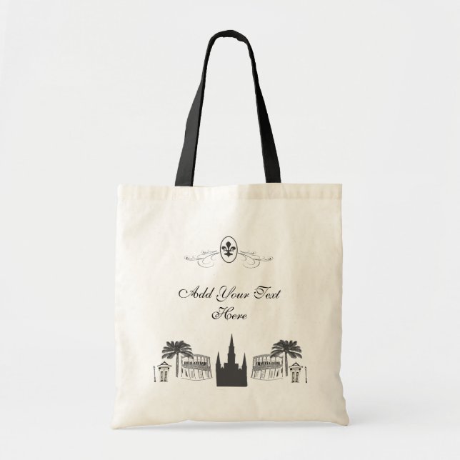 Bolsa Tote Cena personalizada de Nova Orleães da flor de lis (Frente)