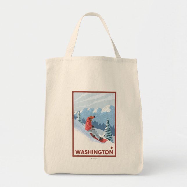 Bolsa Tote Cena Snowboarder - Washington (Frente)