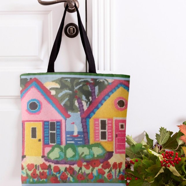 BOLSA TOTE CENA TROPICAL DE CARREGAMENTO VIBRANTE PARA O BOLS (Criador carregado)
