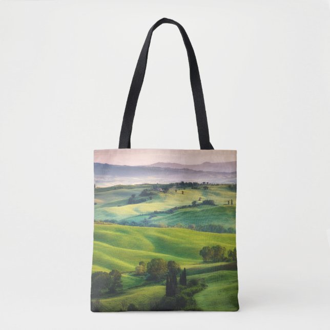 Bolsa Tote Cenário Verde: Serenidade Pintada Clara (Frente)