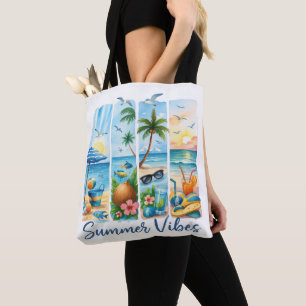 BOLSA TOTE CENAS DIVERTIDAS DE PINCELADAS COM TEMA DE VERÃO
