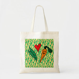 Bolsa Tote Cenouras do amor das ervilhas, design verde e