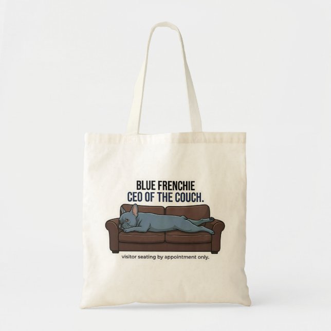 Bolsa Tote CEO Bulldog Francês Azul do Sofá Mãe de Cachorro E (Frente)