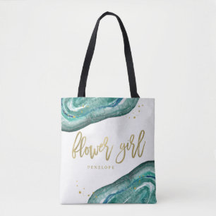 Bolsa Tote Cerceta da aguarela e florista Dourado de Geode