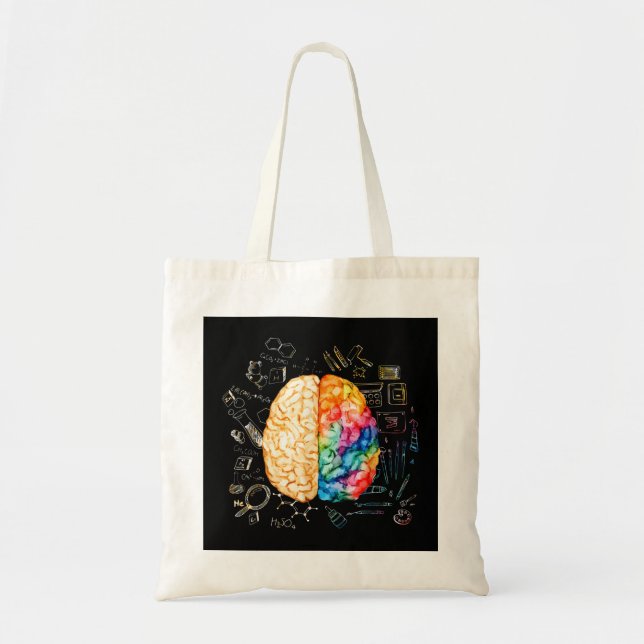 Bolsa Tote Cérebro Colorido - Ciência E Arte - Neurociência N (Frente)