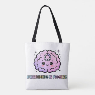 Bolsa Tote Cérebro Kawaii Engraçado Pensando Excessivamente E