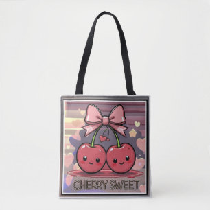 Bolsa Tote Cereja Doce Cute Cerejas Rosa Coquete Laço