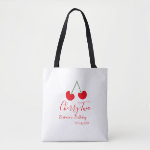 Bolsa Tote Cereja dois 2º aniversário cereja vermelha criança