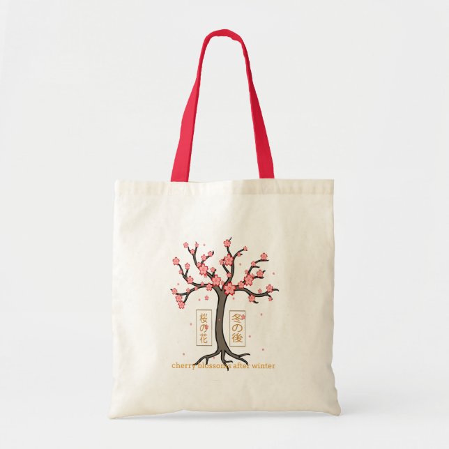 Bolsa Tote Cereja floresce Após o inverno (Frente)