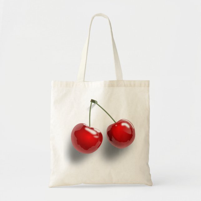 Bolsa Tote Cerejas Com Haste Envernizadas Excêntricas (Frente)