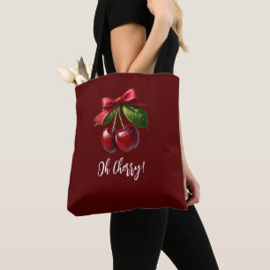 Bolsa Tote Cerejas com um Arco de cereja vermelha
