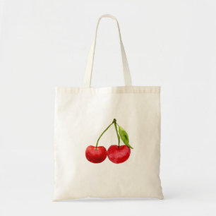 Bolsa Tote Cerejas vermelhas cereja fruta de aquarela