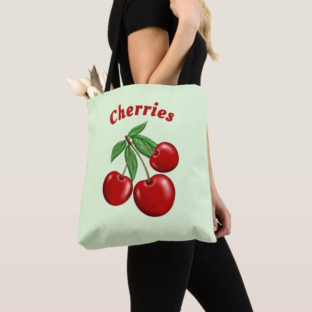 Bolsa Tote Cerejas Vermelhas Design Personalizado (Close Up)