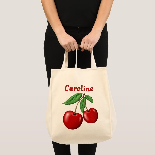Bolsa Tote Cerejas Vermelhas Mercearia Personalizada (Frente (produto))