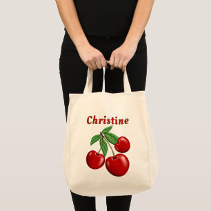 Bolsa Tote Cerejas Vermelhas Mercearia Personalizada
