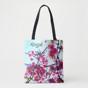 Bolsa Tote Cerejeiras cor-de-rosa - monograma